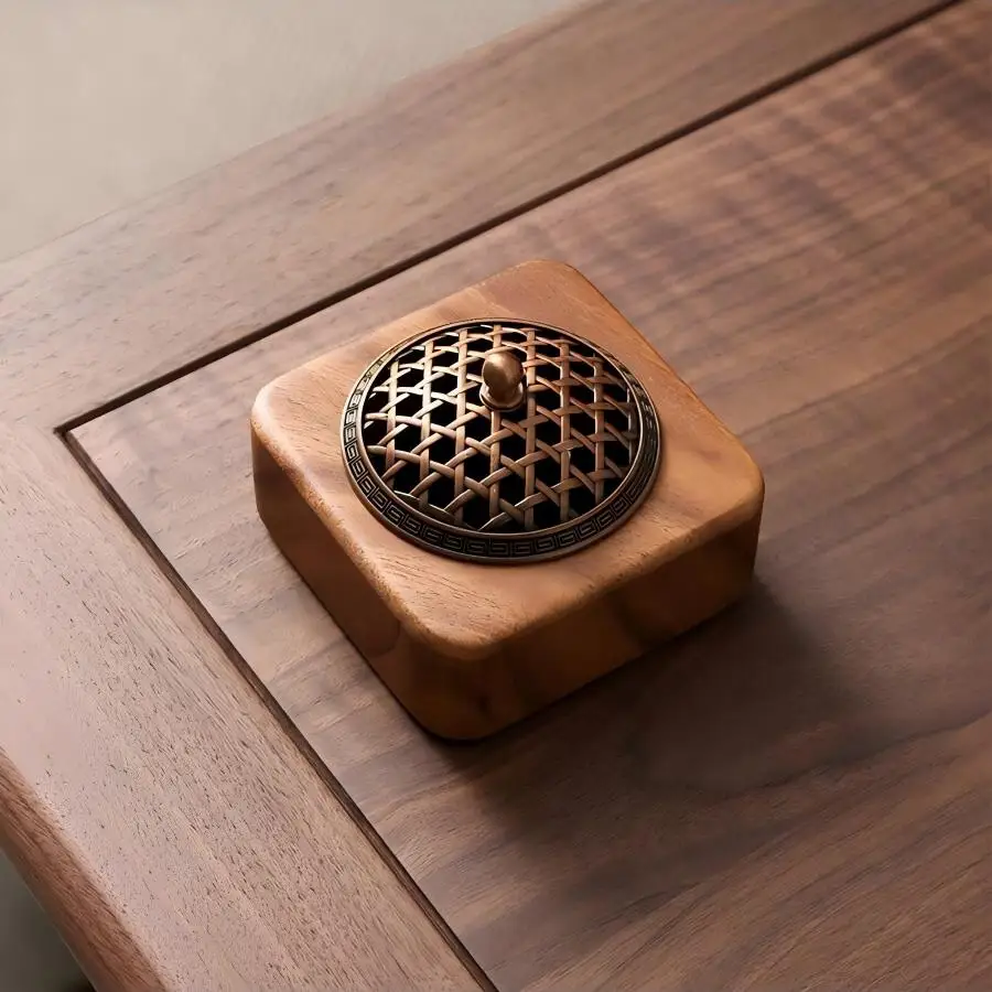 Solid Wood Pan Incense Burner, Indoor Aromatherapy Burner With Sandalwood Incense, Tea Ceremony ,prayer rooms, yoga Decoration