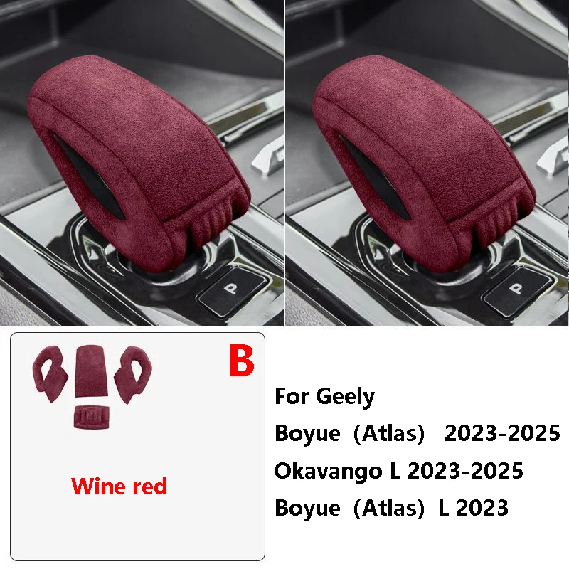 Suede Pookknop Cover Protector Accessoires Auto Trim Voor Geely Monjaro Emgrand Okavango Boyue Atlas Starry Coolray Borui