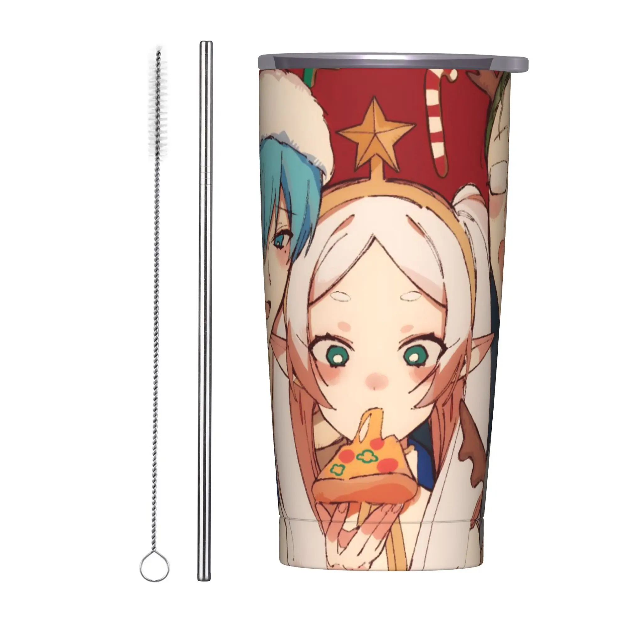 Frierens Beyond Journey's End Anime Tumbler Vacuum Insulated  Thermal Cup with Lid Straw Double Wall Mug Water Bottle