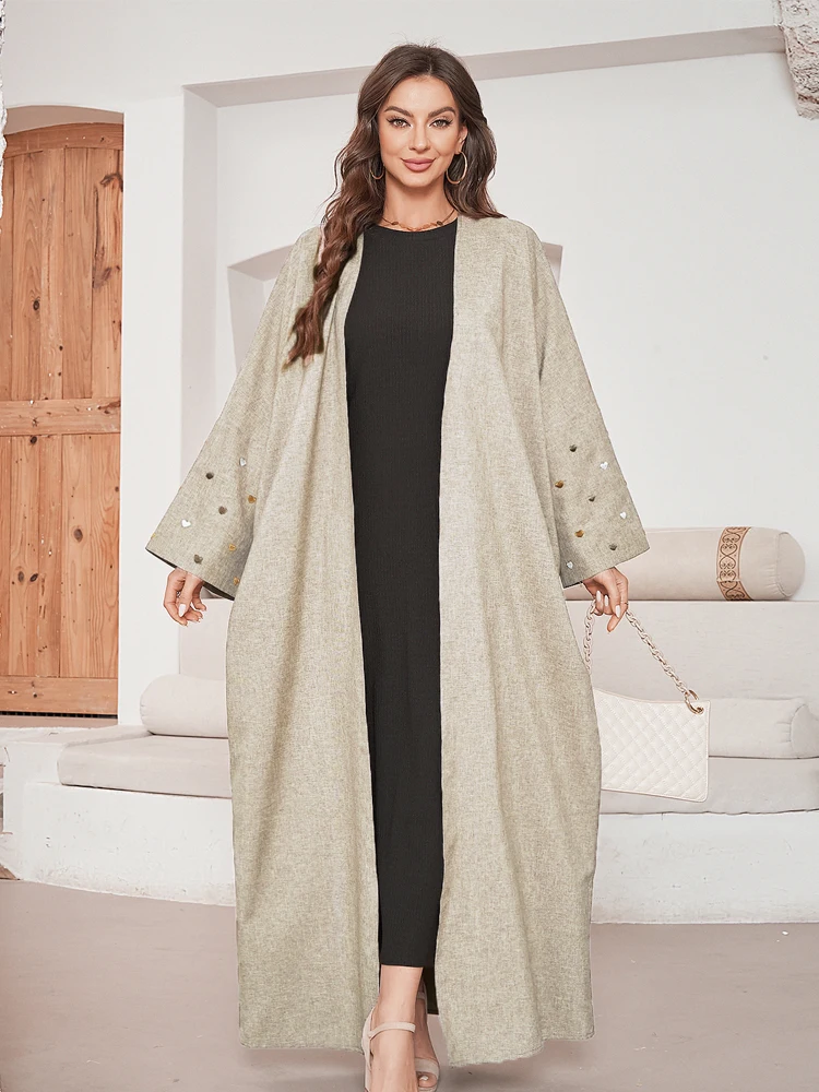 Marrocan Open Abaya Caftan Dubai Clothing Saudi Arabia Turkish Kimono Outwear Women Elegant Party Love Hearts Embroidered Abaya