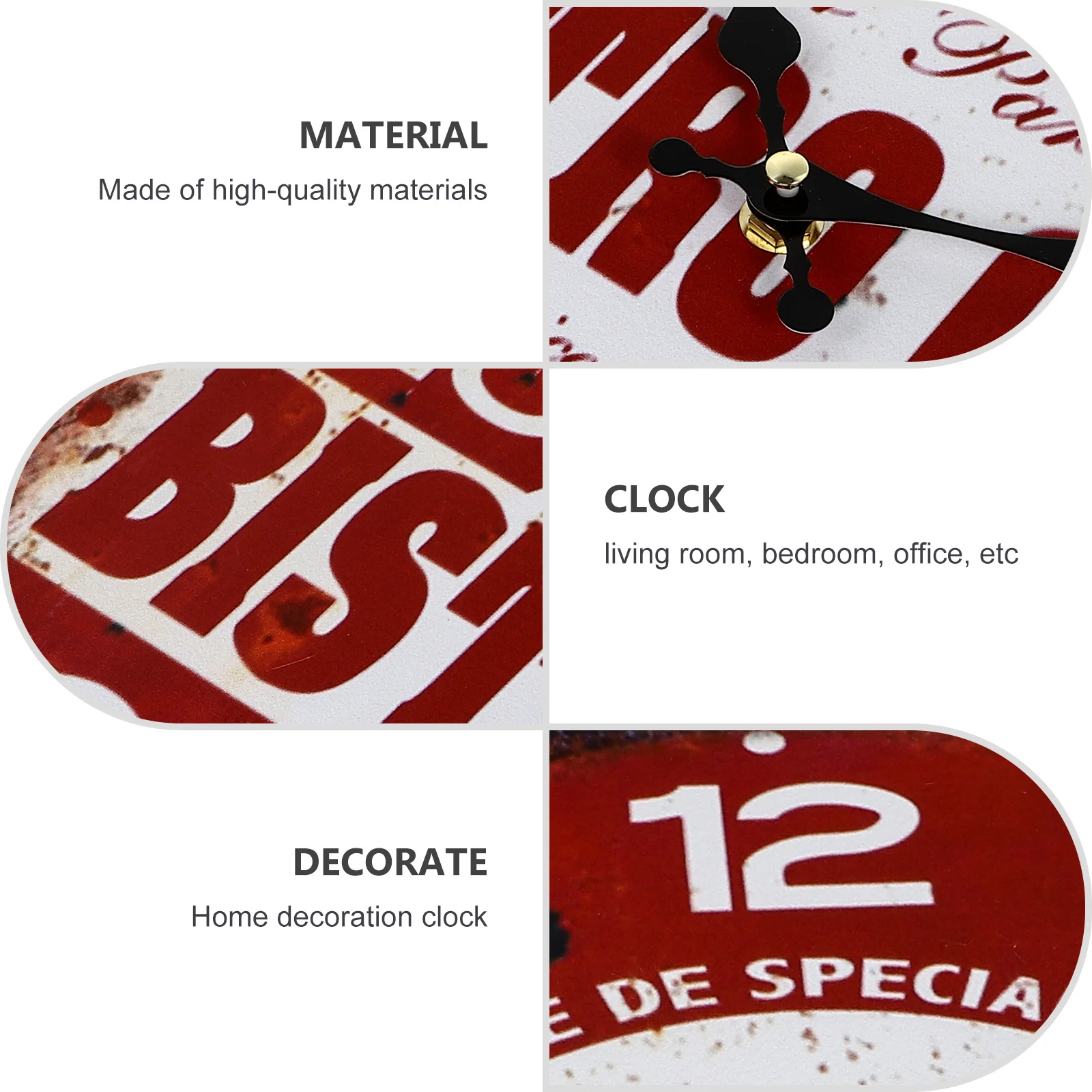 

1Pcs Wooden Wall Clock Retro Rustic Decorative Hanging Clock Silent Sweep Movement for Home Decor Living Room Bedroom