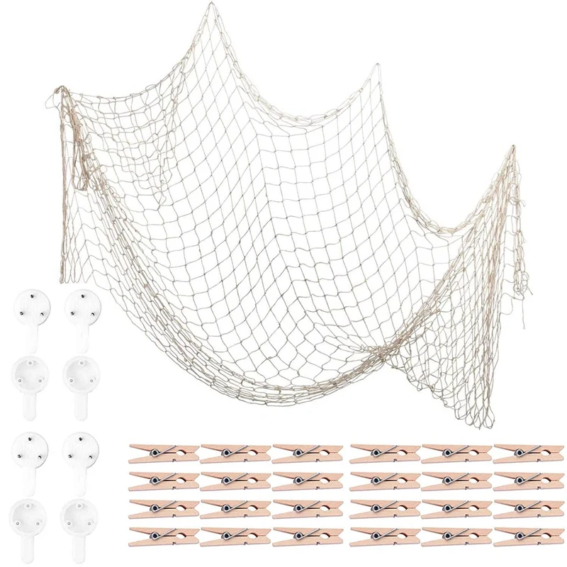 

Fish Net For Home Photo Frame Wall Decorative Mediterranean Style For Nautical Party,Baby Shower,Photographing Decor