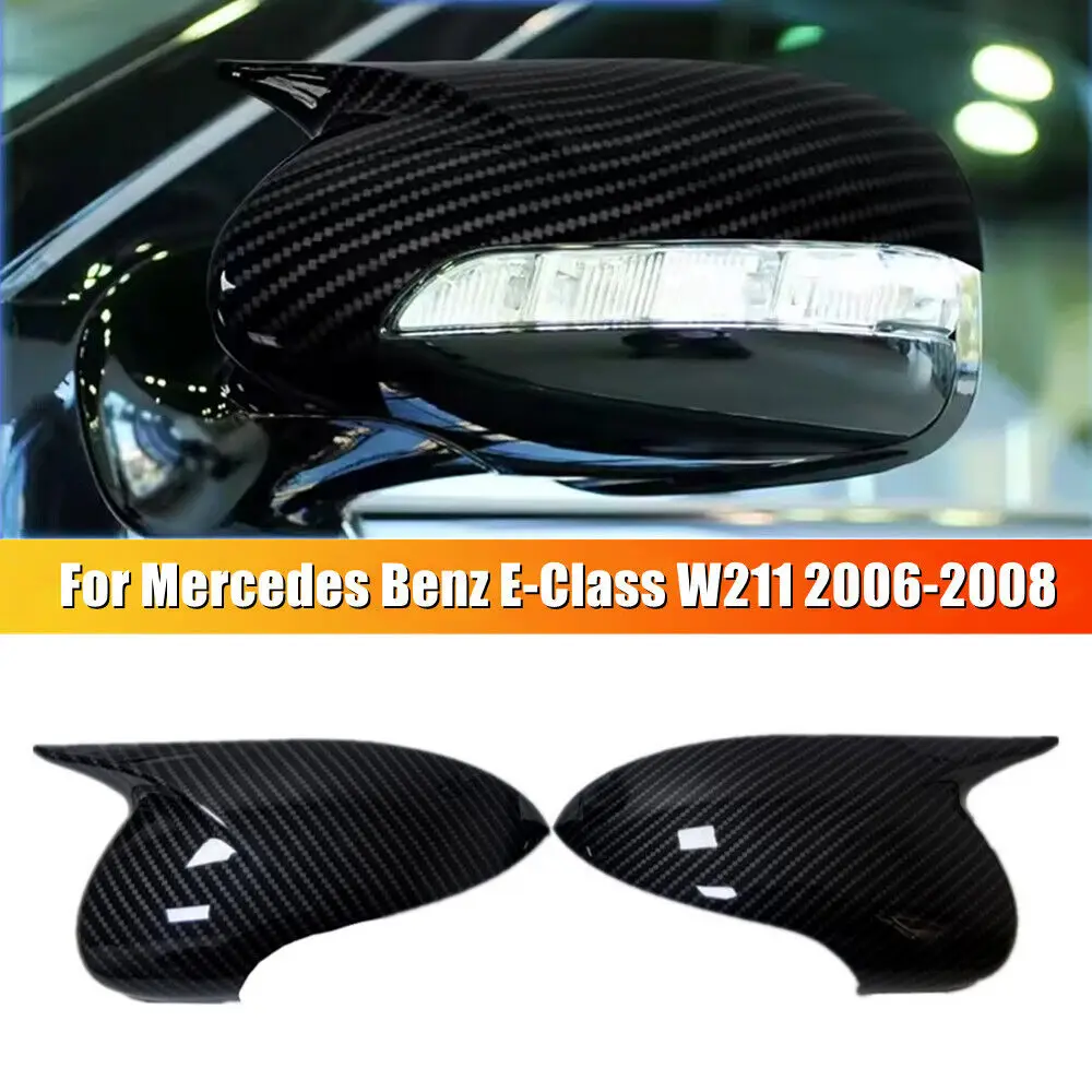 For Mercedes Benz E-Class W211 2006 2007 2008 Car Rearview Side Mirror Cover Wing Cap Exterior Door Housing Shell Trim ABS