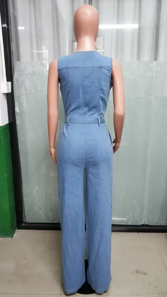

Tight Waist Elastic Wash Denim Jumpsuit for Women Fashion Loose Jumpsuits Personalized Street Female Sexy Jumpsuits