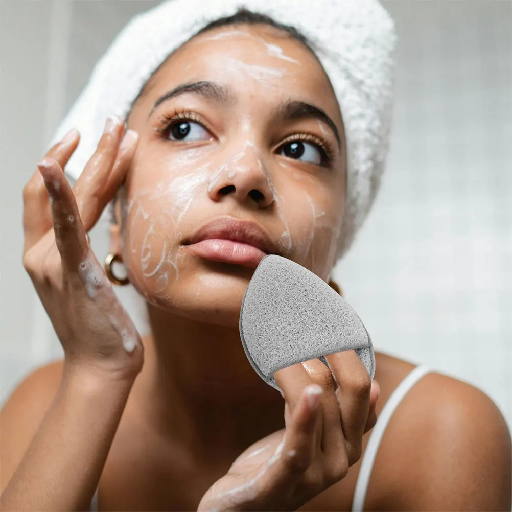 

4pcs Facial Cleansing Sponges Soft PU Non Latex Exfoliating Pads for Face Makeup Removal Precision Cleaning Water Drop Shape