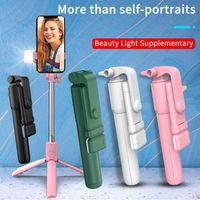 Foldable Selfie Stick with Fill Light Bluetooth Mini Tripod Holder Retractable Rod with Remote Shutter for Huawei/Xiaomi/iPhone