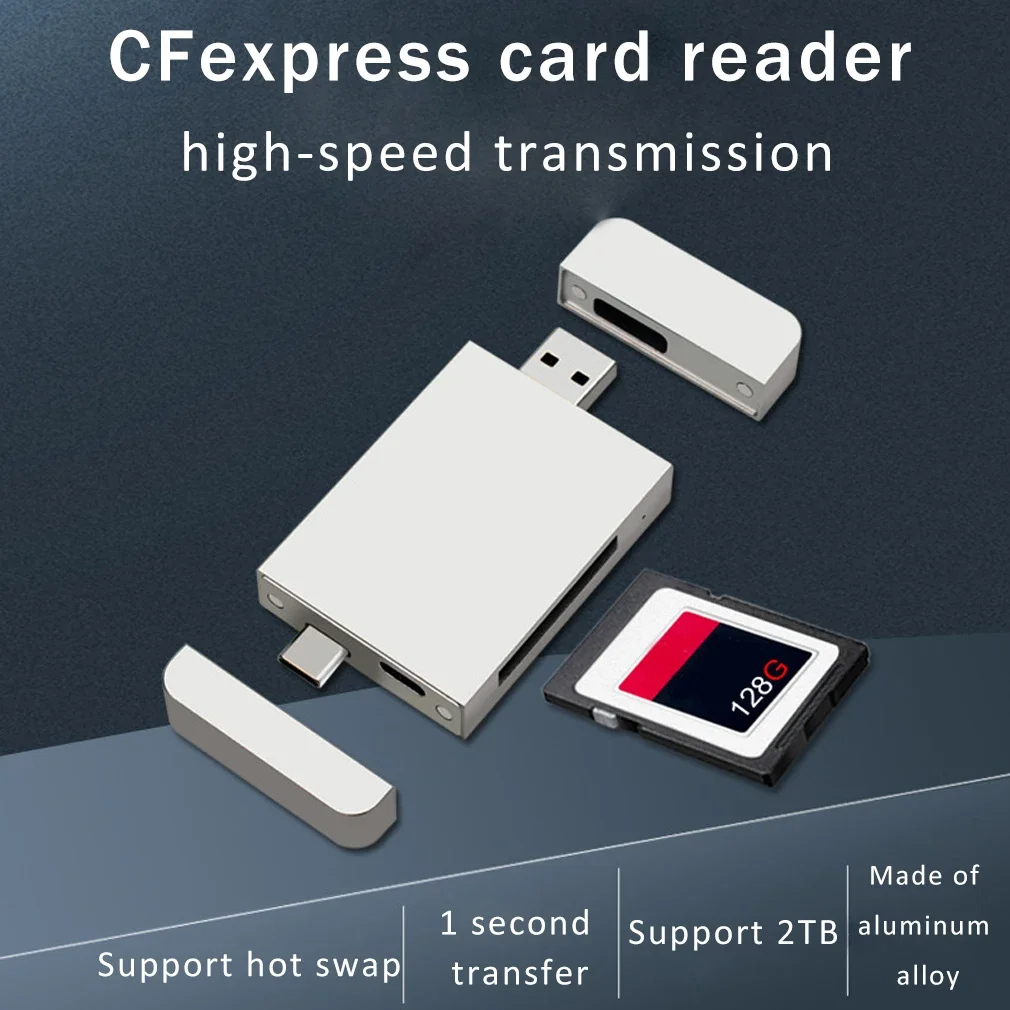 

Устройство чтения карт CFexpress емкостью 2 ТБ + адаптер USB 3.1 Gen2 10 Гбит/с типа C Z6/Z7 1DX3 с двойной головкой и магнитным притяжением