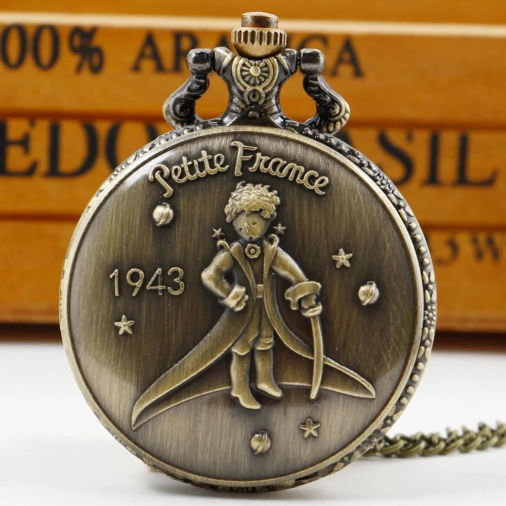 ヴィンテージブロンズ映画テーマクォーツ懐中時計ヴィンテージ時計 Fob チェーン付き子供女性男性ペンダント時計ギフト