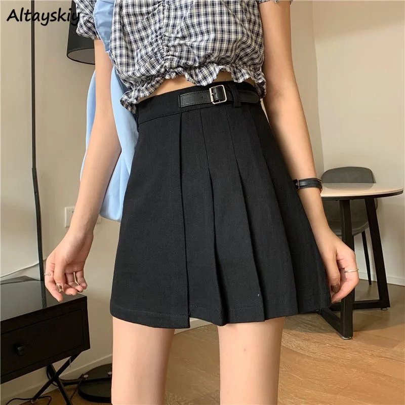 플리츠 스커트 여성 새시 미니 한국 스타일 트렌디 인기 세련된 Ulzzang All-match Club 여성 하단 귀여운 Y2k College Leisure