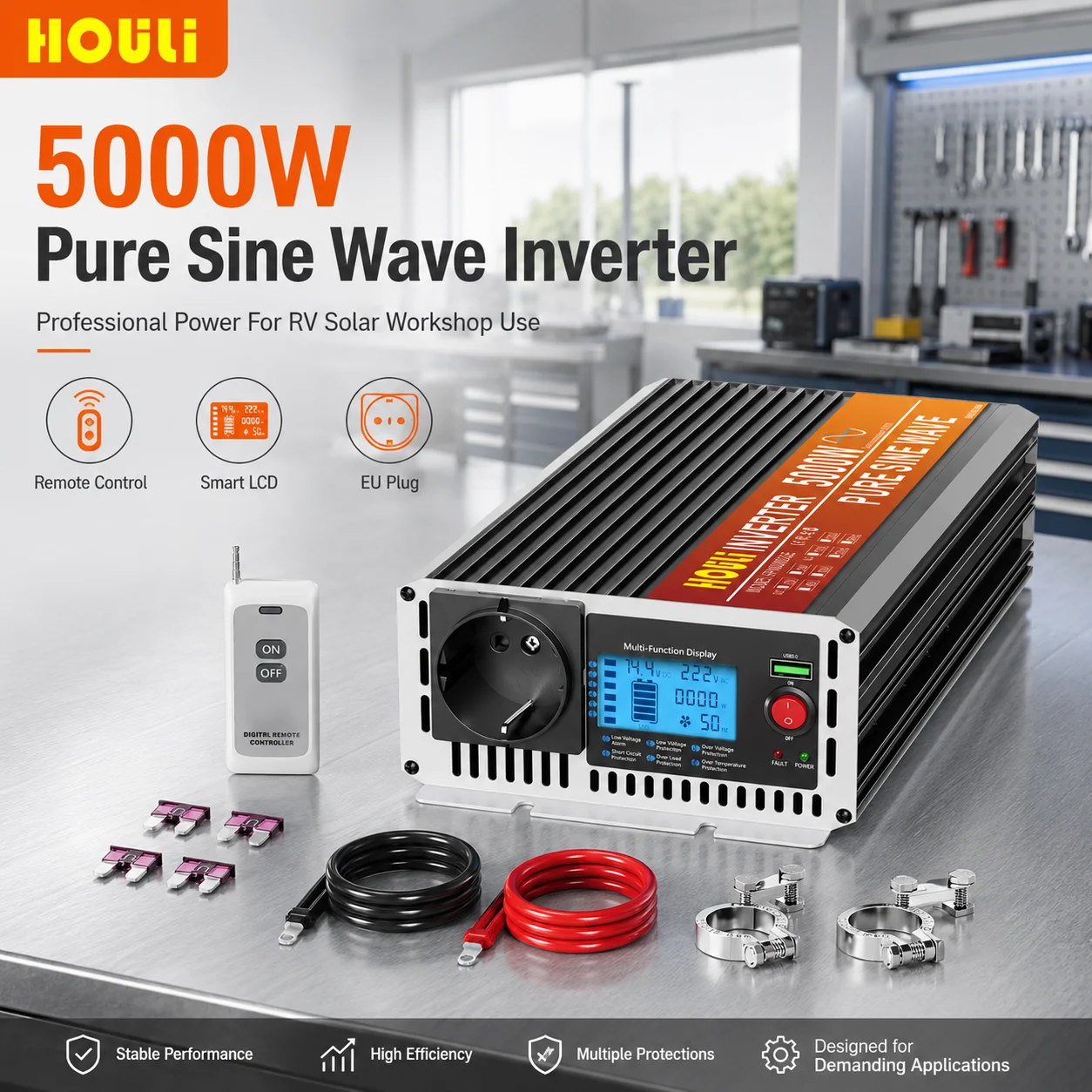 Reiner Sinus-Wechselrichter 12V 24V DC zu AC 220V Frequenzumrichter 3000W 4000W 5000W 6000W Spannung Auto-Transformator 50HZ