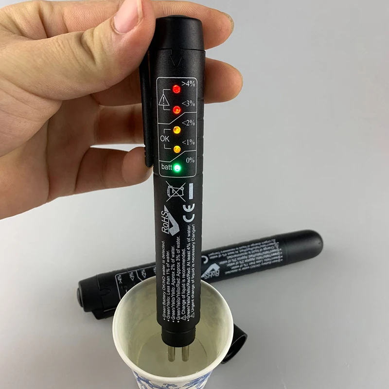 Premium led testador de fluidos de freio caneta teste óleo do freio automóvel conteúdo água freio da motocicleta líquido tester