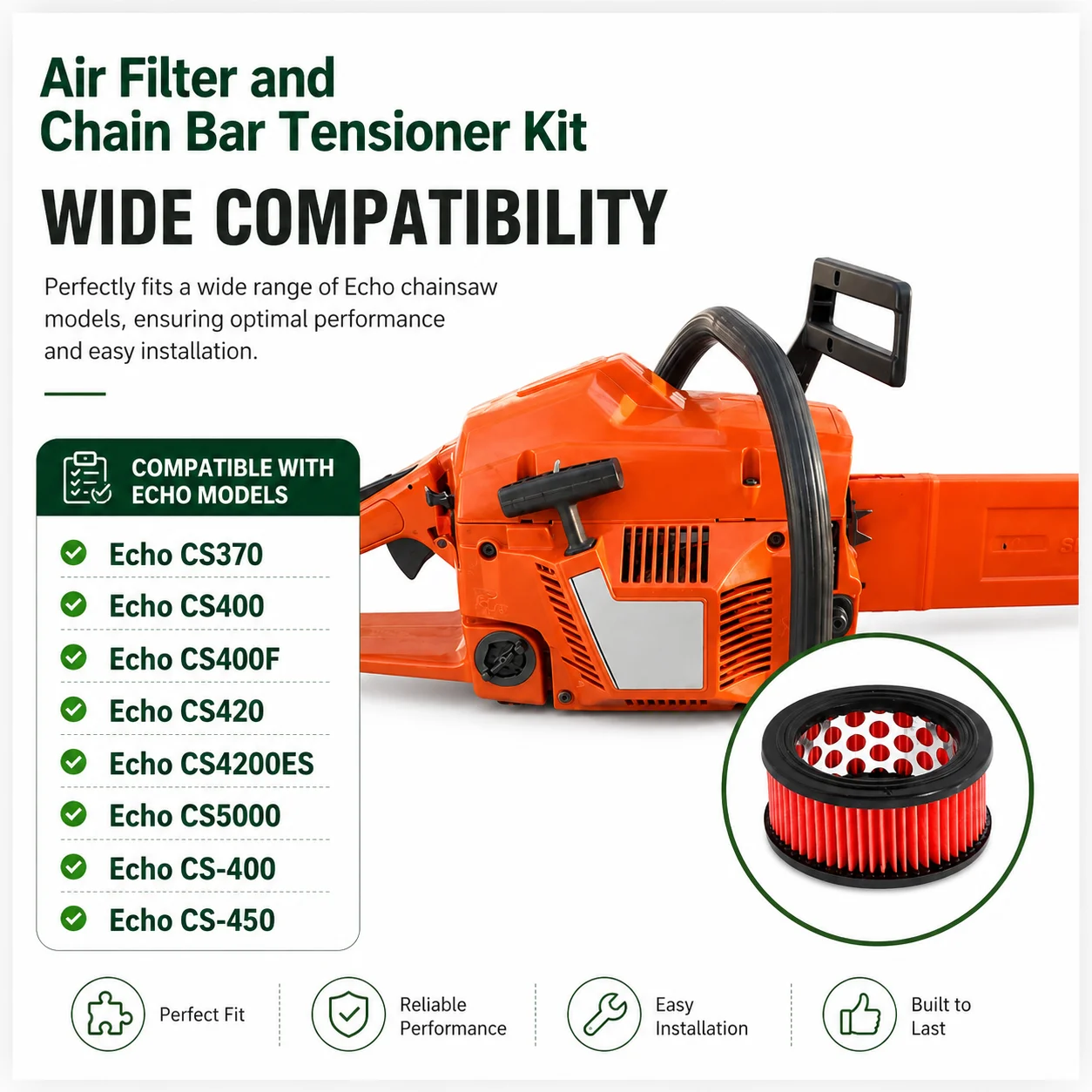 Chain Bar Tensioner Kit Air Filter For Echo CS-450 CS5000 CS4200ES Chainsaw Replaces C309000030 V355000800 V651000011 Saw Parts