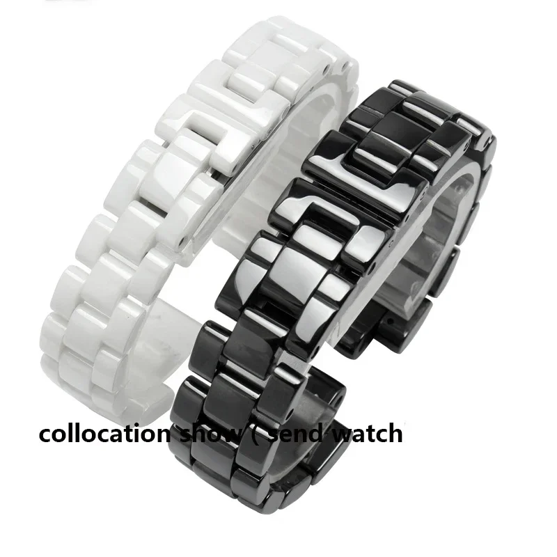 16mm 19mm For J12 ceramics wristband high quality women's men's watch strap Fashion bracelet black white