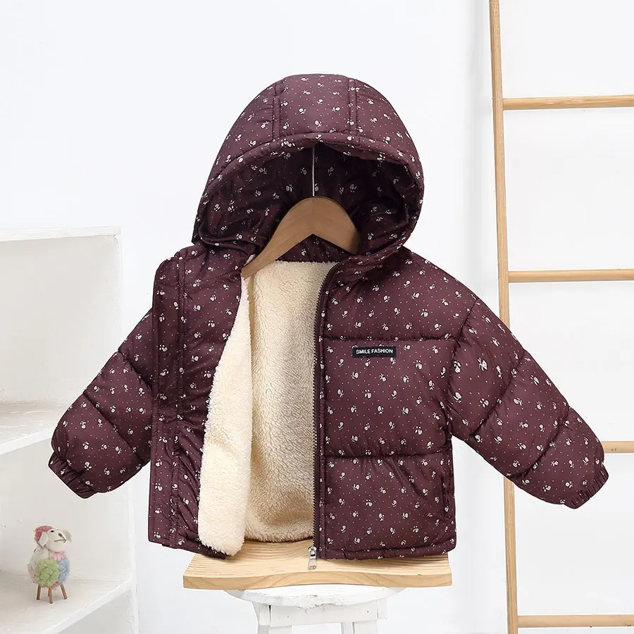 Kinder Daunenjacke mit Leopardenmuster und Kapuze 2026 Herbst Winter Baby Jungen Mädchen Lammwollfutter Dicke Warme Oberbekleidung Kinderkleidung – Detail 7