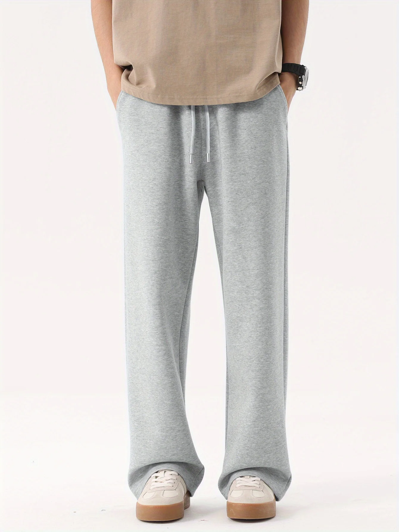 

Осень-зима, флисовые мужские прямые спортивные штаны унисекс, повседневные модные универсальные свободные уличные стильные свободные повседневные брюки большого размера