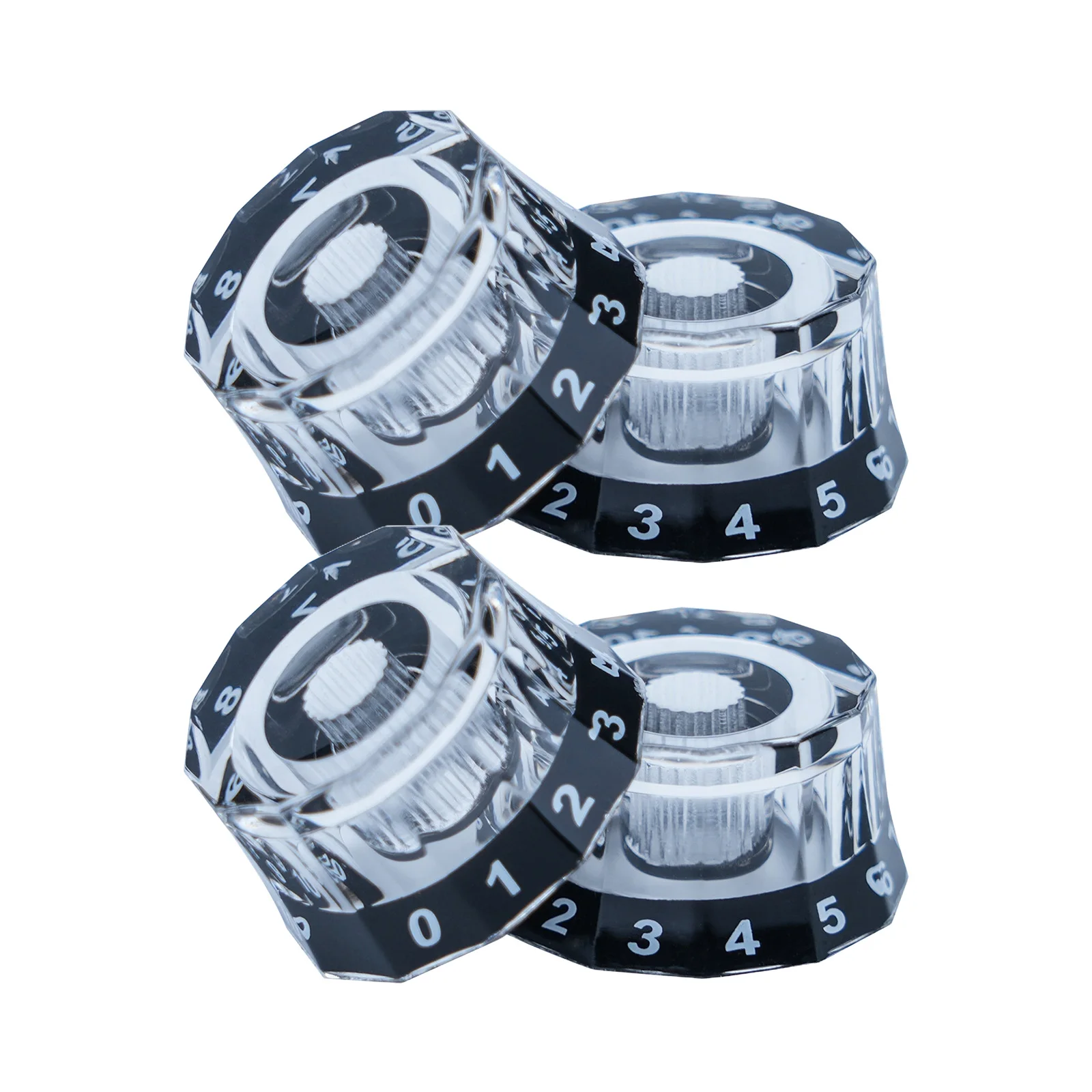 

Set of 4pcs Dodecagon Electric Guitar Knobs 6mm Inner Hollow Potentiometer Shaft Acrylic Material Black Light Brown Dark