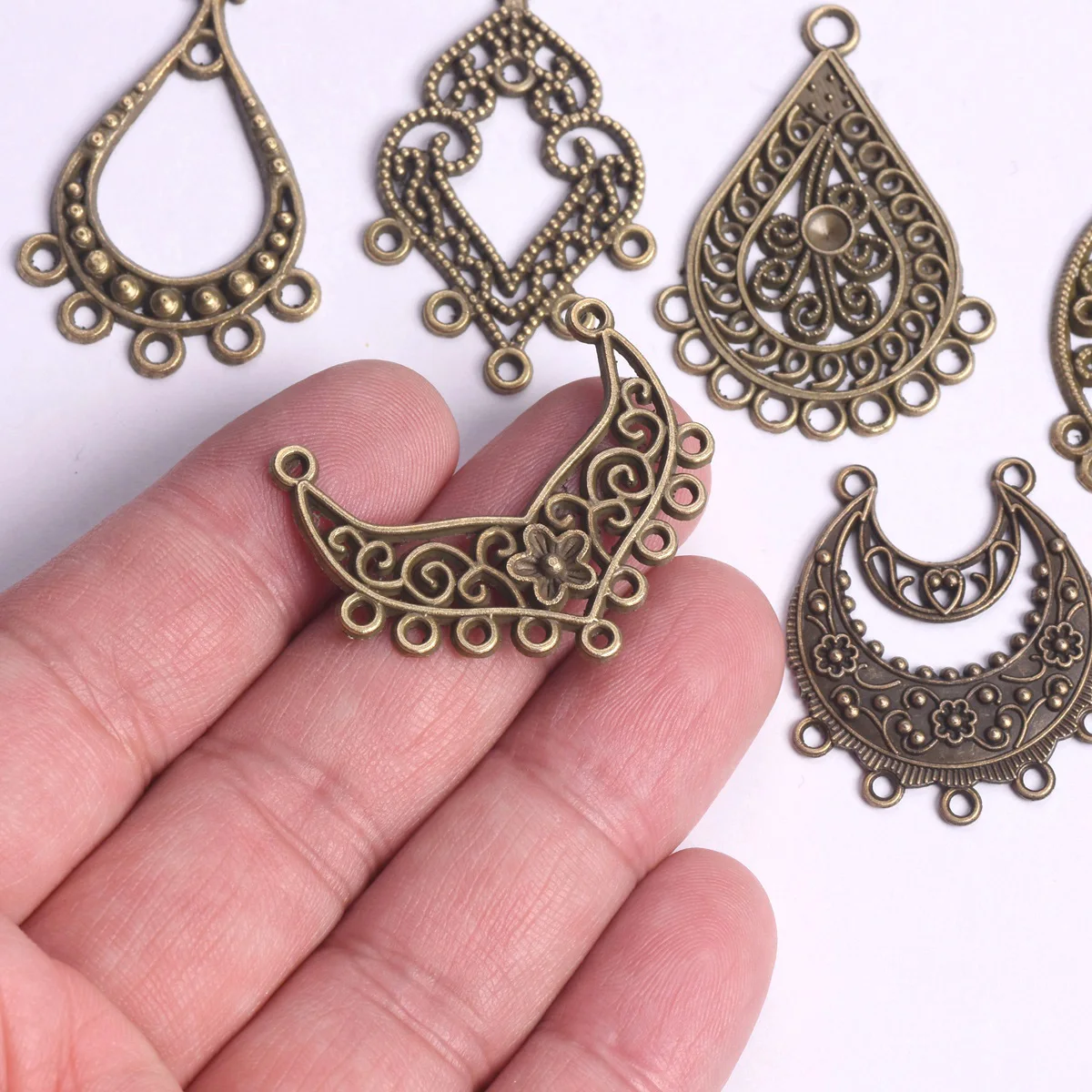 10pcs Antique Bronze Metal Chandelier Pendants Connectors Bails For DIY Dangle Earring Jewelry Making Findings