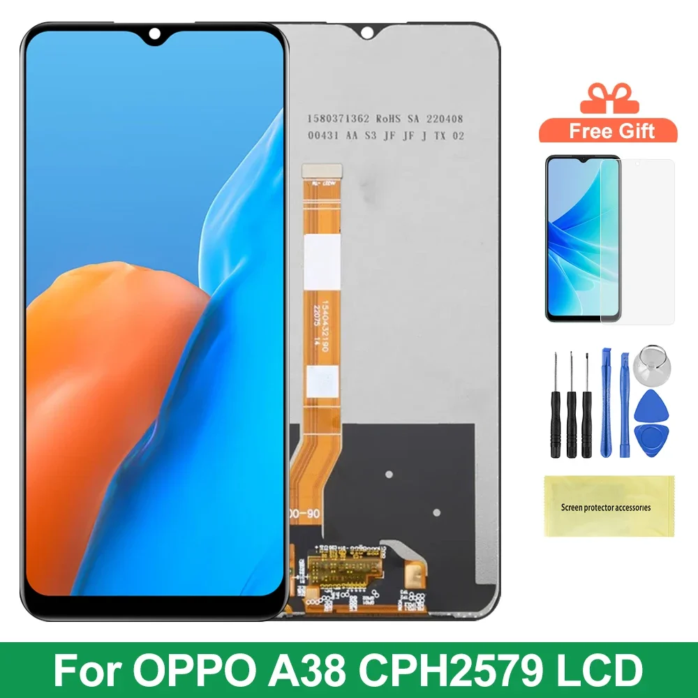 Поп-экран 6,56 дюйма для Oppo A38, ЖК-дисплей, цифровой сенсорный экран с рамкой для Oppo A38 CPH2579, замена экрана