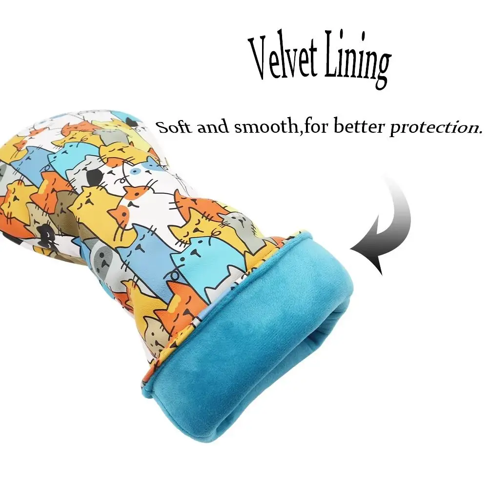 Graffiti Cat Pattern Golf Club Head Cover PU Leather Waterproof Golf Wood Headcover Cartoon Animal Iron Pole Golf Club Protector
