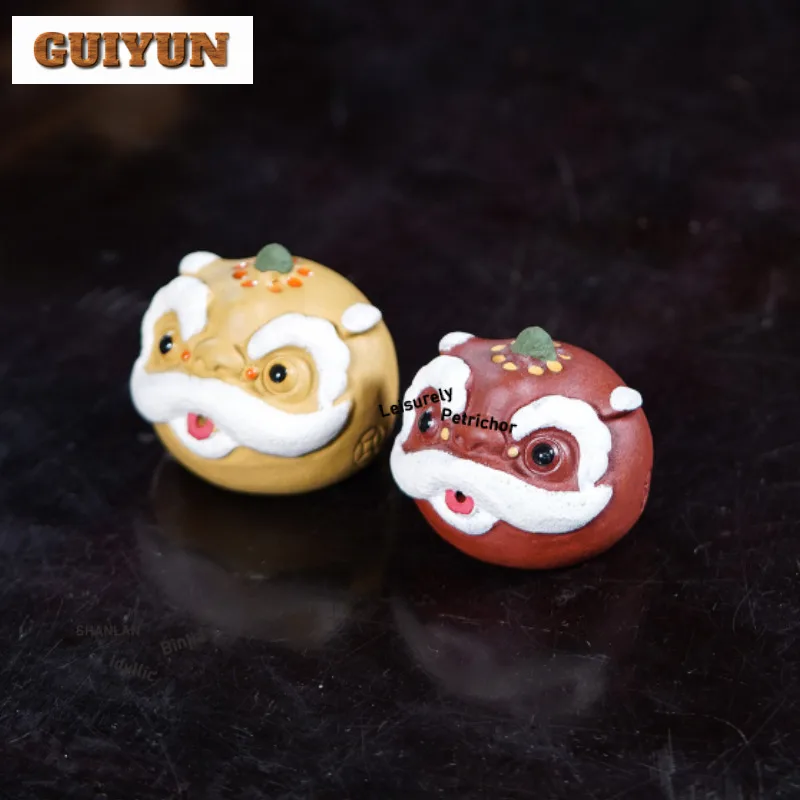 

Yixing Purple Clay Lion Tea Pet Aesthetic Exquisite Miniatures Tea Figurine Play Toys Tea Statue Ornaments Supplies Decoration