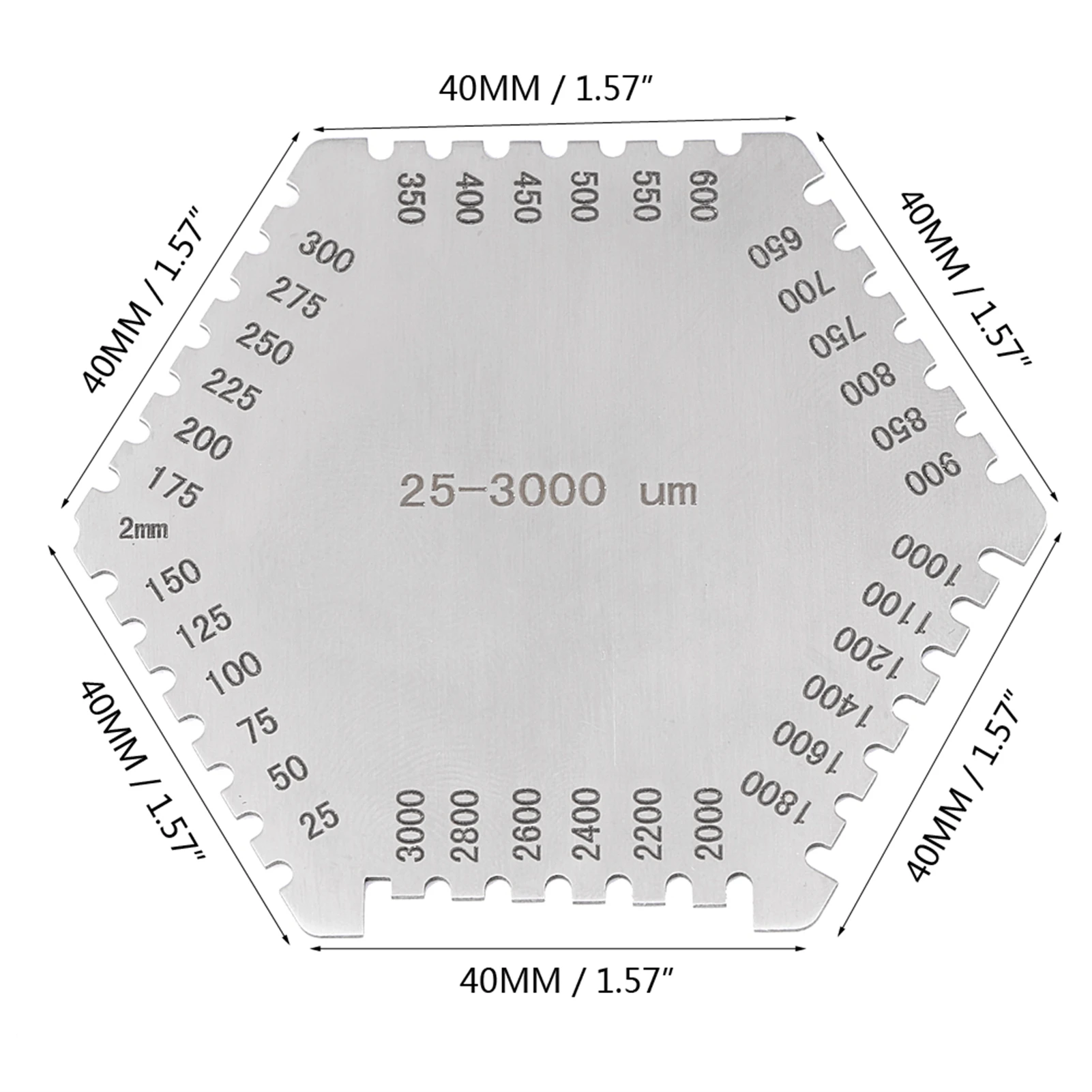 High Precision Stainless Steel Wet Film Comb 25-3000um Thickness Gauge