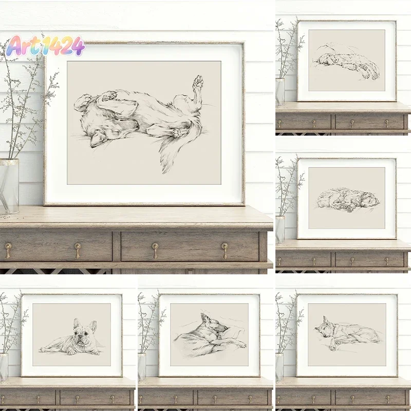 Labrador Retriever Art Print Poster Boxer Dog German Shepherd Husky Gift for Dog Lover Canvas printing Wall decoration painti