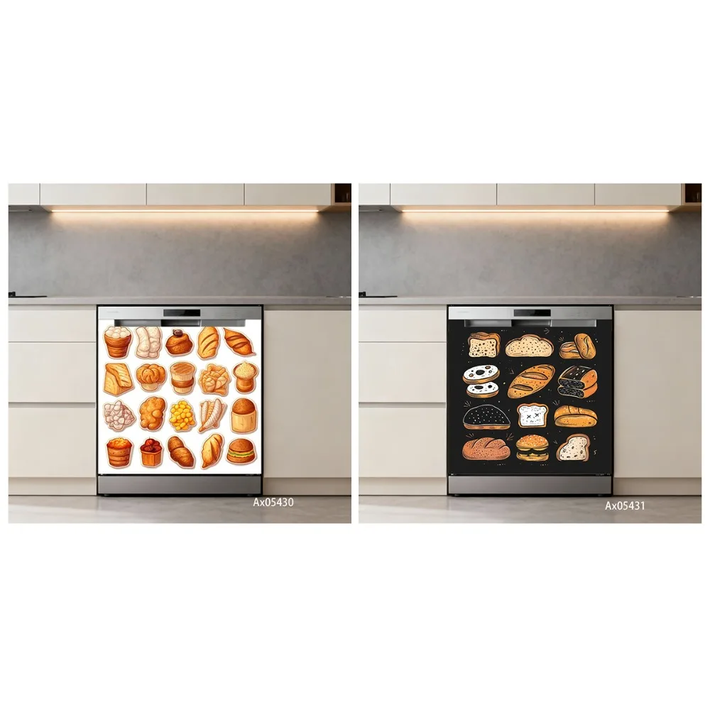 Cute Cartoon Bakery Bread & Pastry Dishwasher Sticker Full Door Wrap Wallpaper Customize Home Decoration Door Poster Stickers