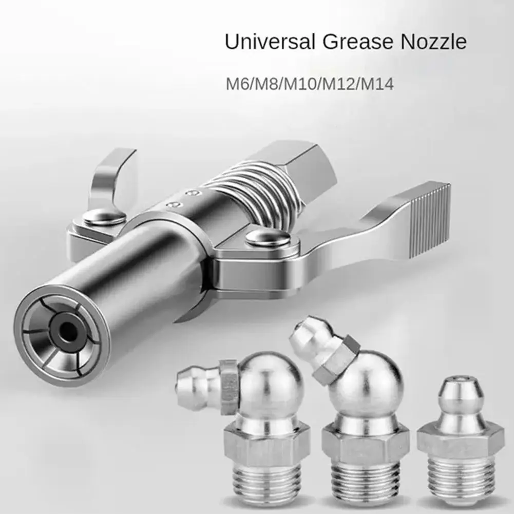 High Pressure Dual Handle Grease Gun Nozzle Coupler Lock Clamp Type Manual Grease Nozzle Oil Injection Head Refueling Accessory