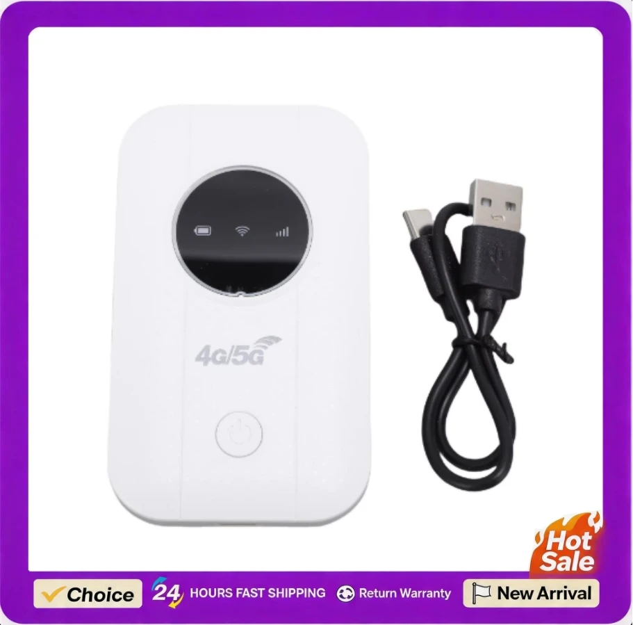 Portable 4G 5G WiFi Mobile Hotspot 300Mbps WiFi Supports 10 Connected Devices Portable WiFi Router with SIM Card Slot for Travel