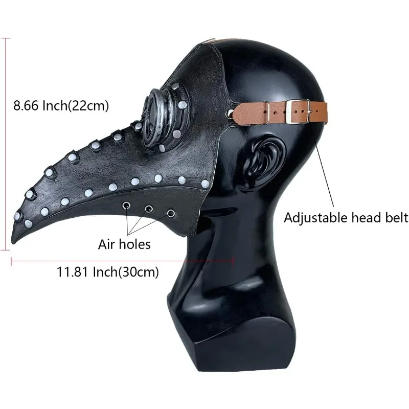 Máscara de pájaro de Doctor de la peste, pico de nariz larga, Cosplay Steampunk, accesorios de disfraz de Halloween, Material de látex