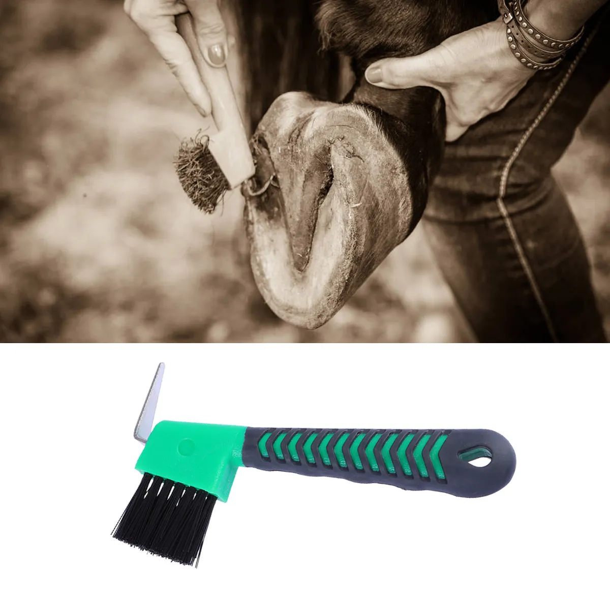 Stainless Steel Hoof Pick with Brush Non Slip Rubber Grip Horse Grooming Tool for Hoof Cleaning and Care