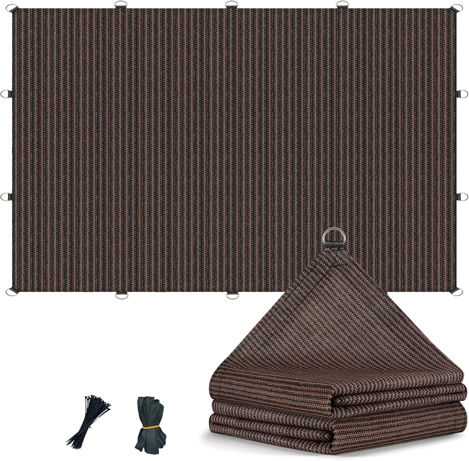 90% UV Block 12x20ft Sun Shade Cloth with D-Rings, Breathable Pergola Cover, 200GSM for Patio & Garden (Mocha)