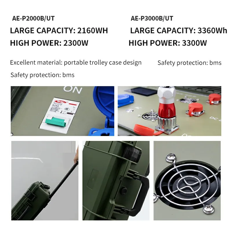 Portable Solar Generator 3000W 3360Wh IP66 -20℃~60℃ Pure Sine Wave 2000+ Cycles