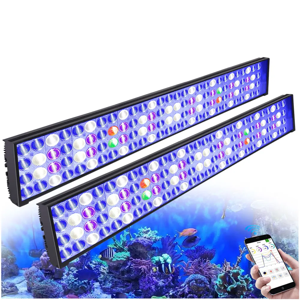 2PCS PopBloom-Full Spectrum WiFi Marine Aquarium Light, Reef Aquarium Lamp For 150-200cm 72