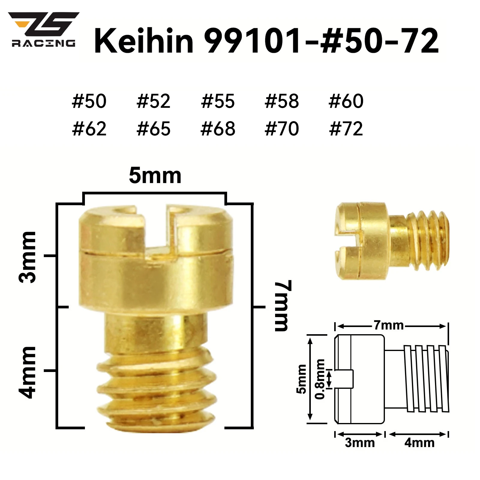 ZS 10PCS Keihin 99101-116 Series Main Jet KIT PZ19 Motorcycle Carburetor GY6 50cc 139QMB for Kawasaki KLX110L 4-stroke Scooter