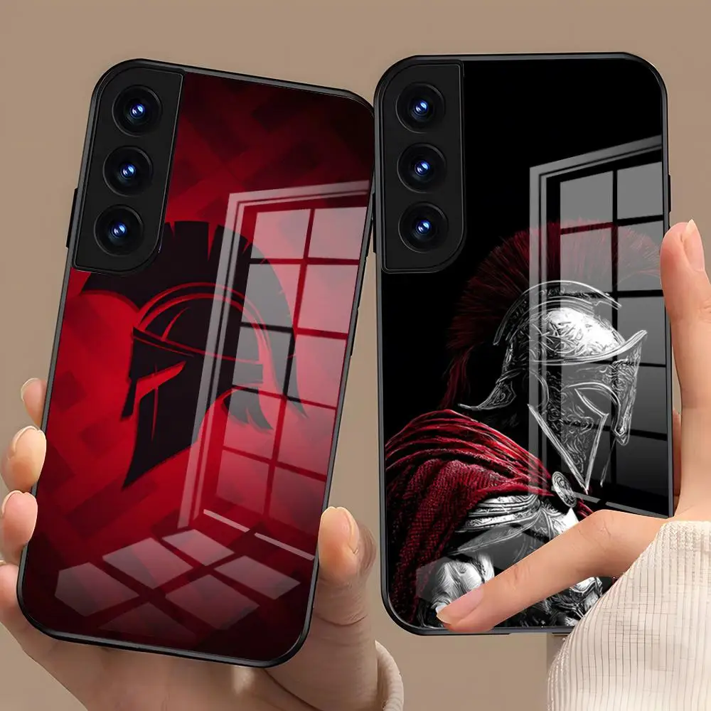 Крутой чехол для телефона S-Spartan для Samsung S26 S25 Plus S20 S20 Plus S22 Ultra S23 FE S21 Plus S21 Ultra, стеклянная крышка
