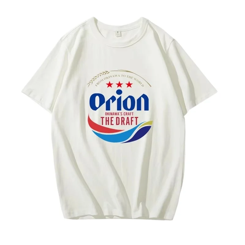 Collaborative Design with Okinawa Beer Printed T-shirt Men Women Cotton Loose Casual T-shirt Men's T-shirts Men's Clothing