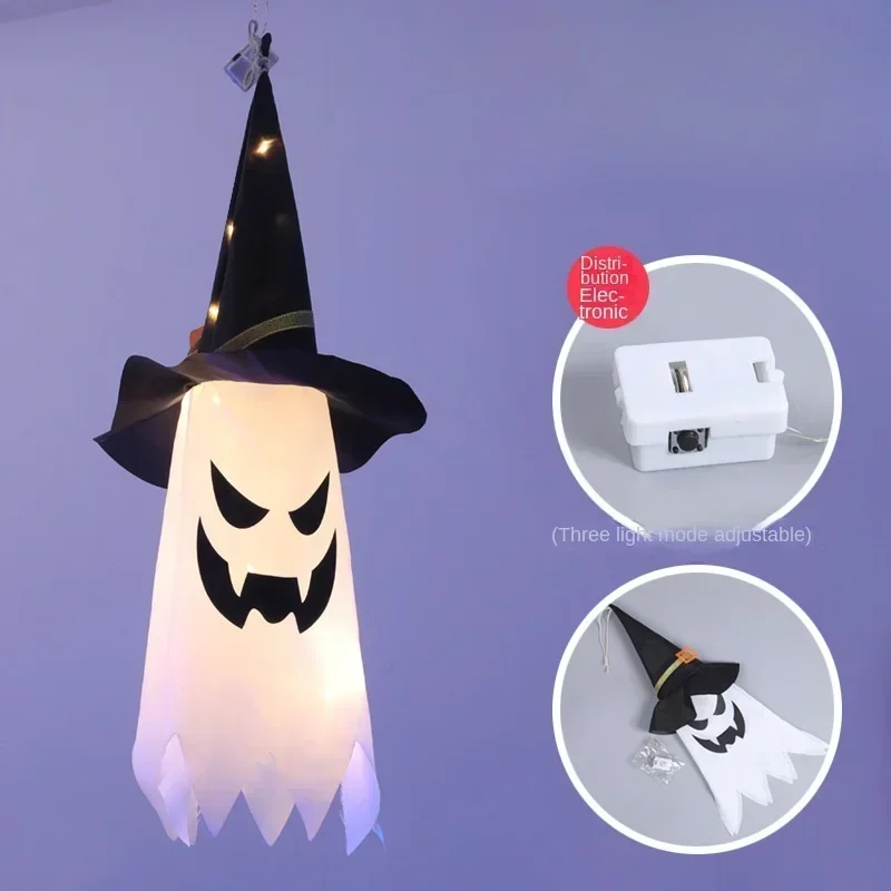 Halloween Gloeiende Witte Spook LED Hangende Spoken Horror Rekwisieten met Fairy Light Indoor Outdoor Spookhuis Halloween Decoratie