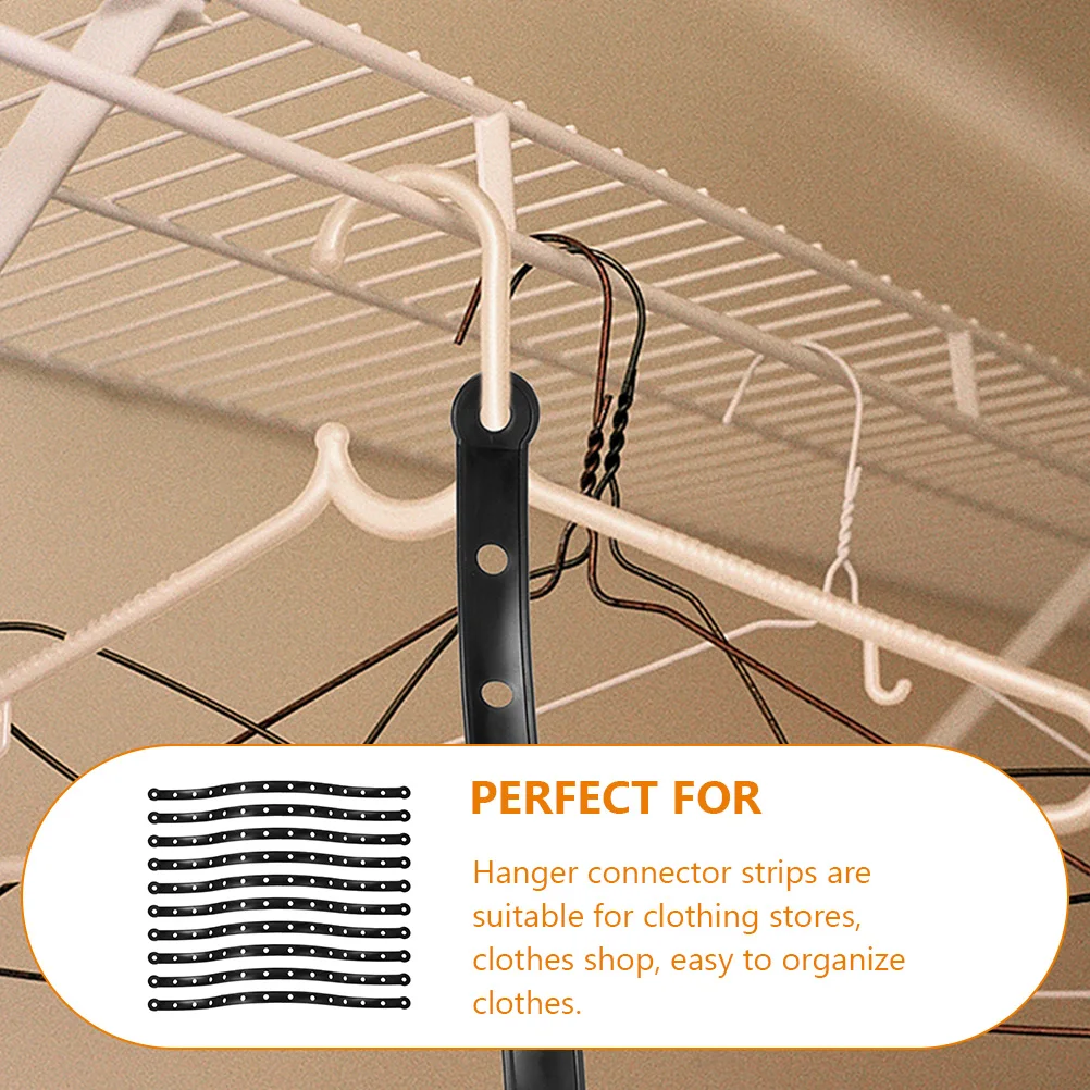 

10 Black Plastic Classic Clothes Hanger Strips Clothes Store Display Hanger Connector Strips Saving Space