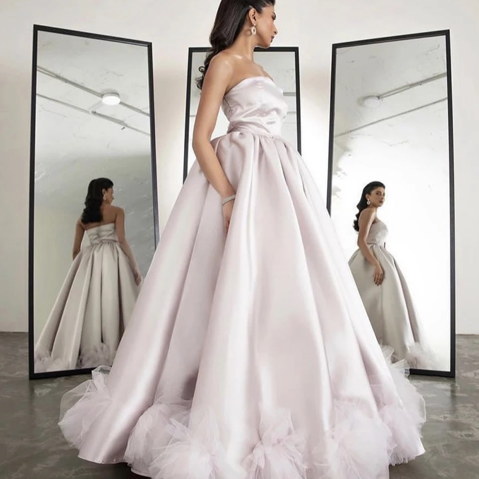 Vestido de noche rosa sin tirantes para mujer, traje de noche sin mangas, línea a exquisita, longitud hasta el suelo, hecho a medida, fiesta, ocasión Formal, 2023