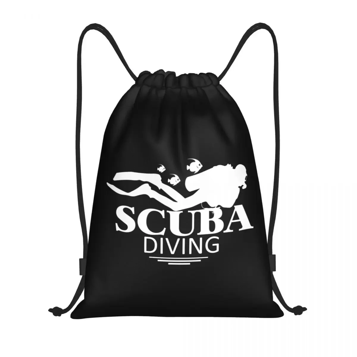 Custom Funny Scuba Diving Drawstring Bag for Shopping Yoga Backpacks Women Men Dive Sports Gym Sackpack