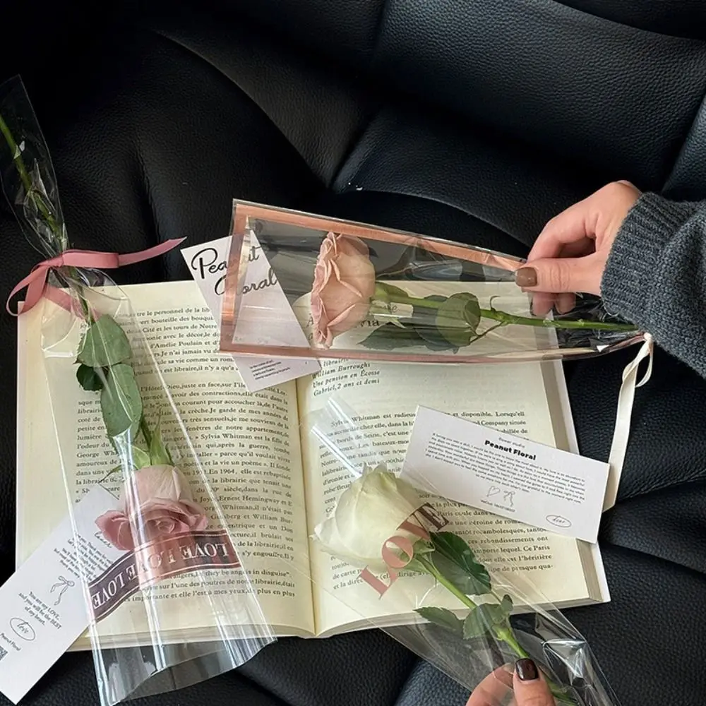 

30pcs Transparent LOVE Flower Wrapping Bags Waterproof Opp Bag Bouquet Packaging Bags Romantic Flower Arrangement Bags