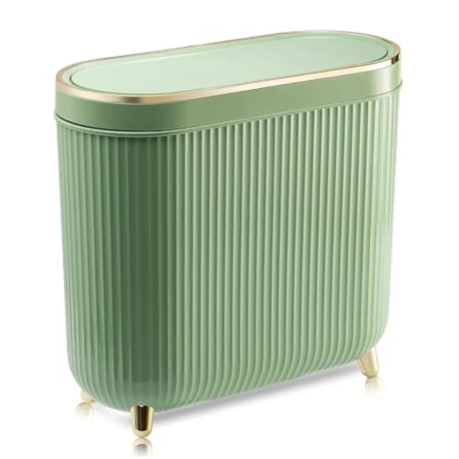 

Bathroom Trash Can with Lid 3.2 Gallon Narrow Trash Can Small Plastic Trash Bin 12 L with Press Type Lid for Bedroom Bathroom