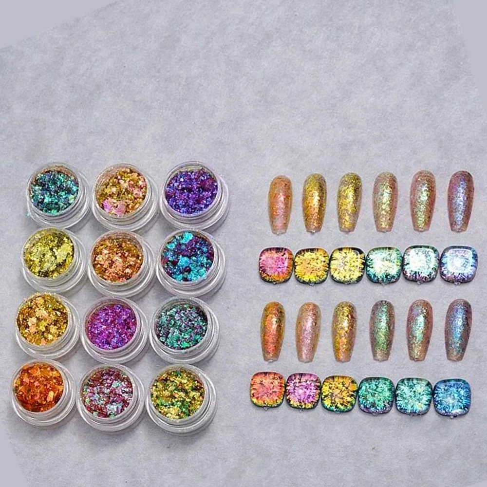 1Box Chameleon Opal Powder Irregular Foil Loose Glitter Pigments Eyeshadow Nail Art Resin Crafts Manicure Chrome DIY Decoration*