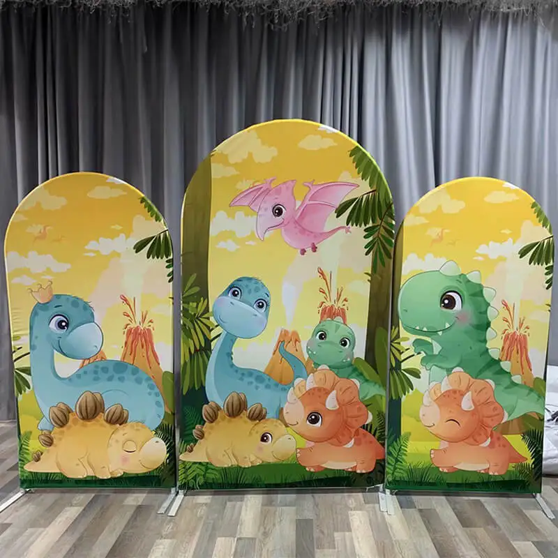 Cute Dinosuar Birthday Arched Wall Chiara Backdrops Boy Baby Shower Greenery Jungle Partry Decoration Background Arch Covers