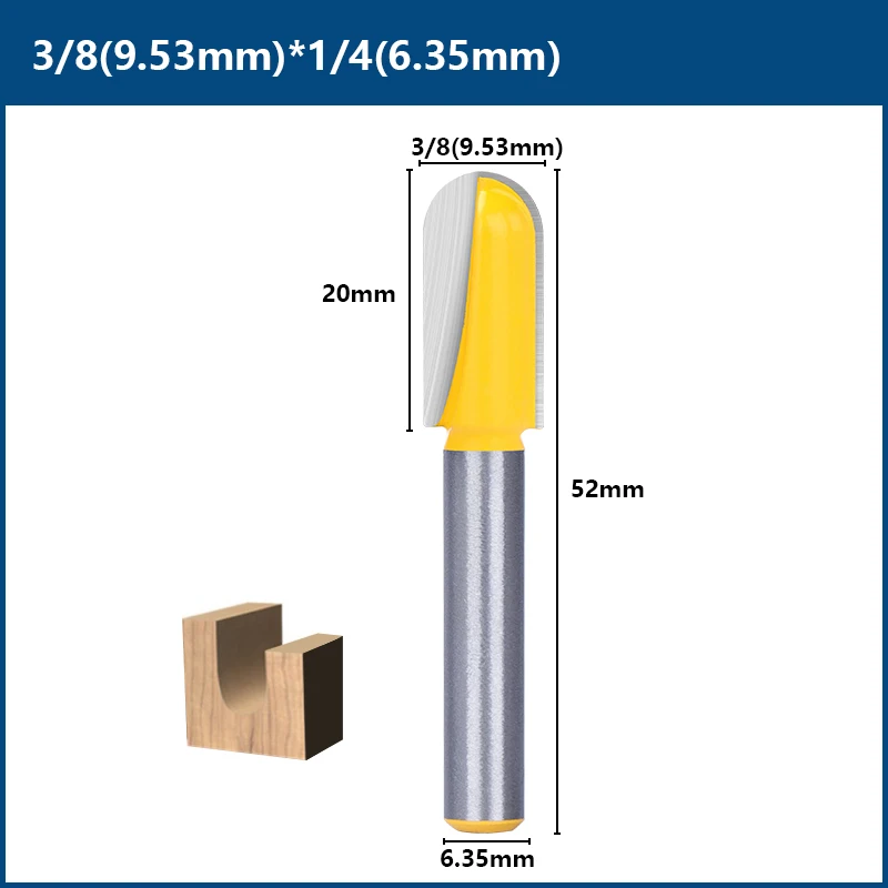 6mm 8mm 1/4 Shank Bowl & Tray Router Bit 1-1/8 3/4 Diameter Round Nose Milling Cutter With Bearing Woodworking Tools