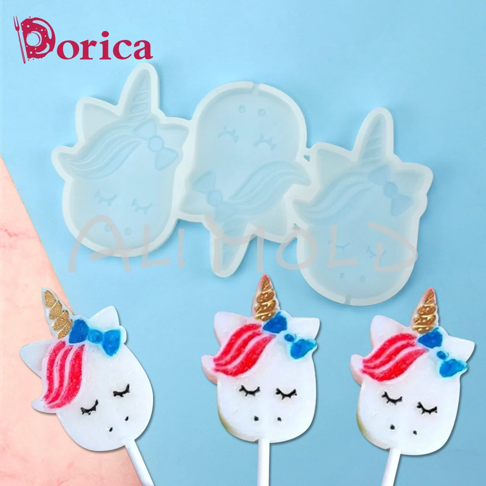 Unicorn Design Epoxy Mold Diy Handmade Chocolate Lollipop Silicone Mould Cake Decorating Tools Kitchen Accessories Bakeware