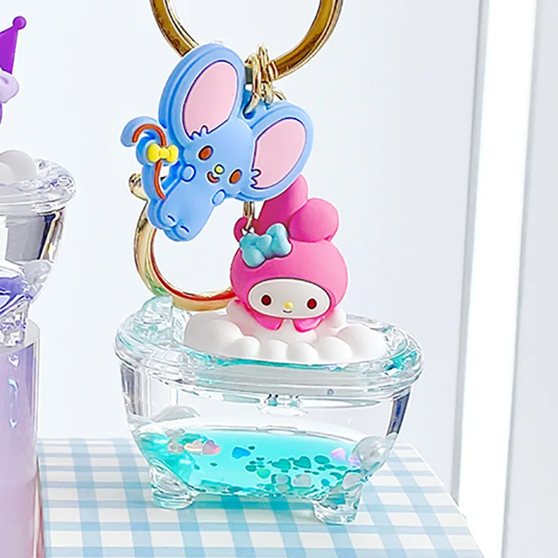 MINISO Sanrio KUROMI 4 estrellas serie Cinnamoroll I love take a bath Keychai MELODY Girly School bag adornos llavero