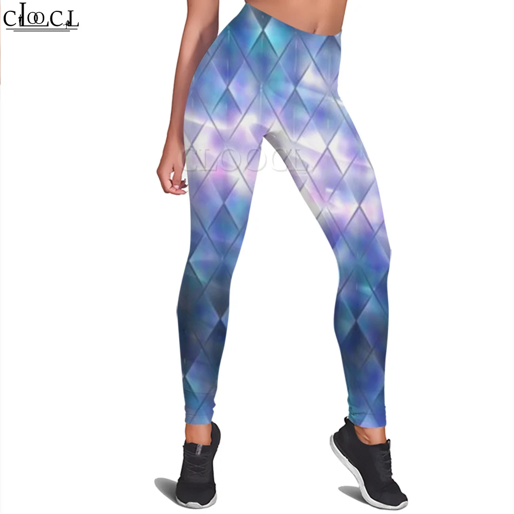 CLOOCL 3D Printed Leggings Push Up Leggings Women Fitness Running Pants Dazzling Diamonds Pattern High Waist Stretch Trousers