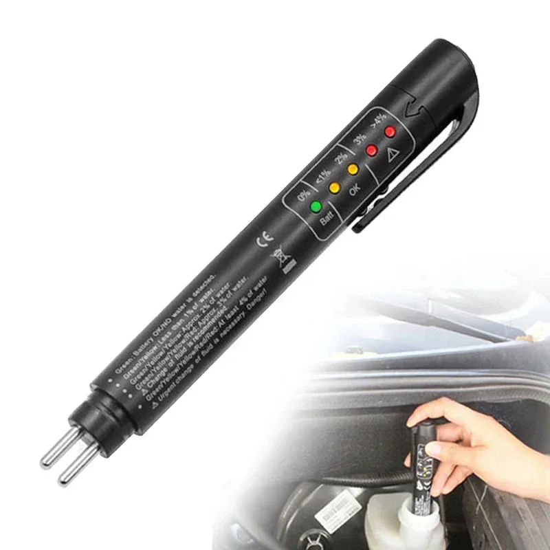 Brake Fluid Tester Pen 5 LED Indicator Display for DOT3/DOT4 eElectronic Pen Brake Fluid Oil Tester Digital Auto Testing Tool